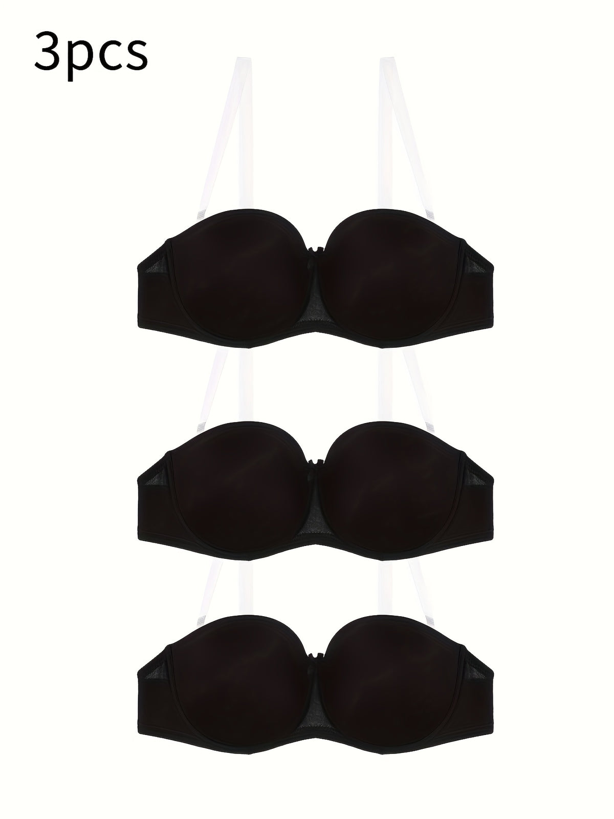 Soutien-gorge balconnet grande taille, lot de 3 sans bretelles