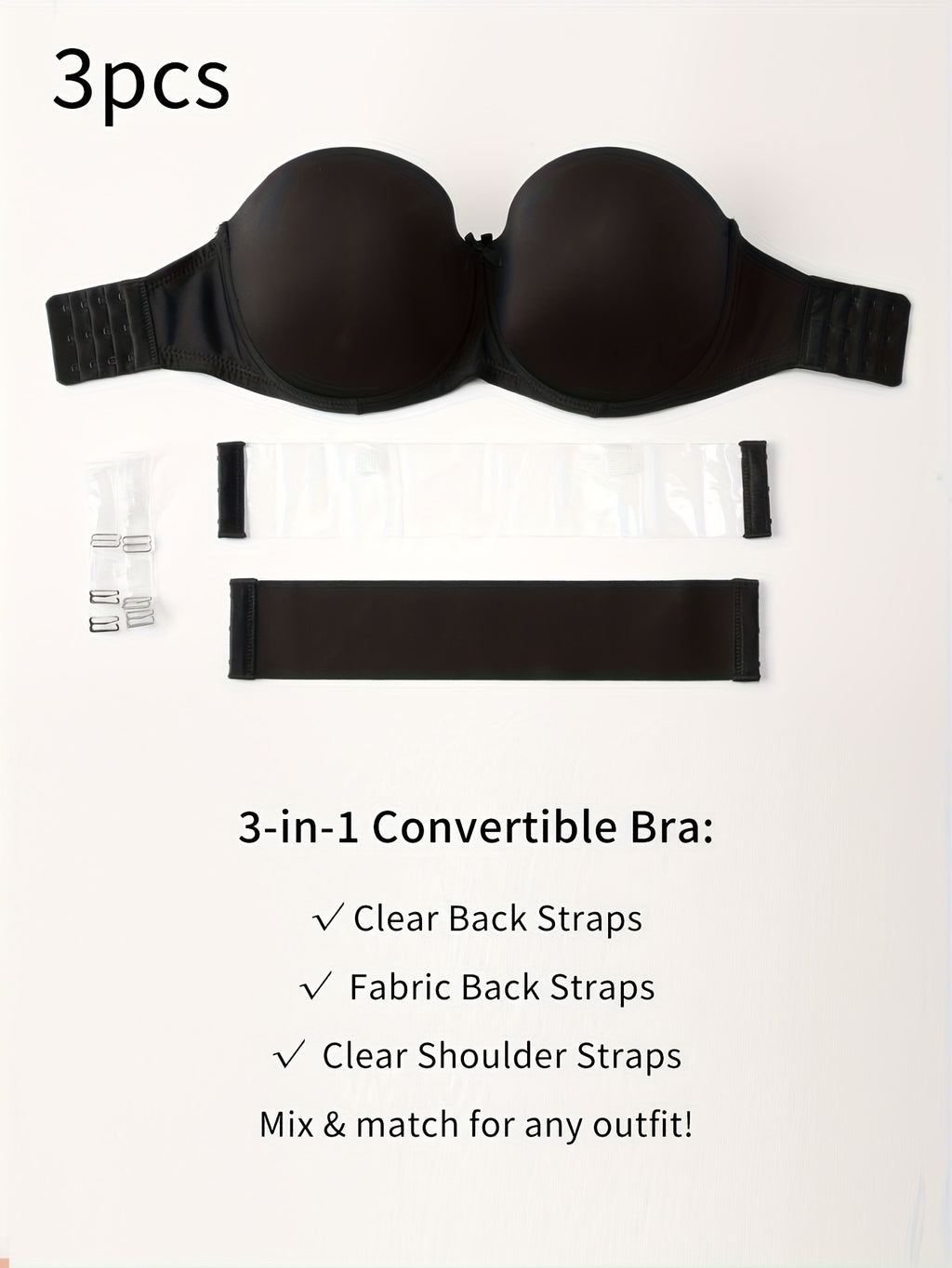 Soutien-gorge balconnet grande taille, lot de 3 sans bretelles