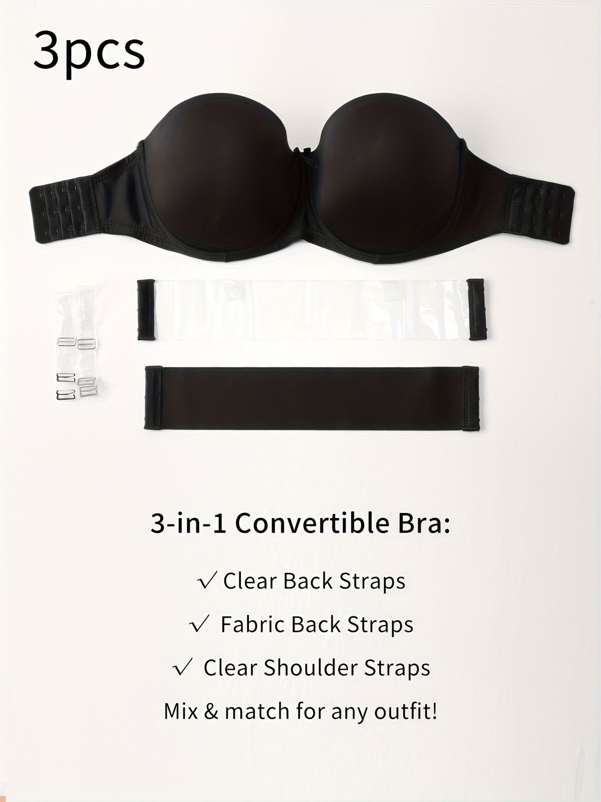 Soutien-gorge balconnet grande taille, lot de 3 sans bretelles