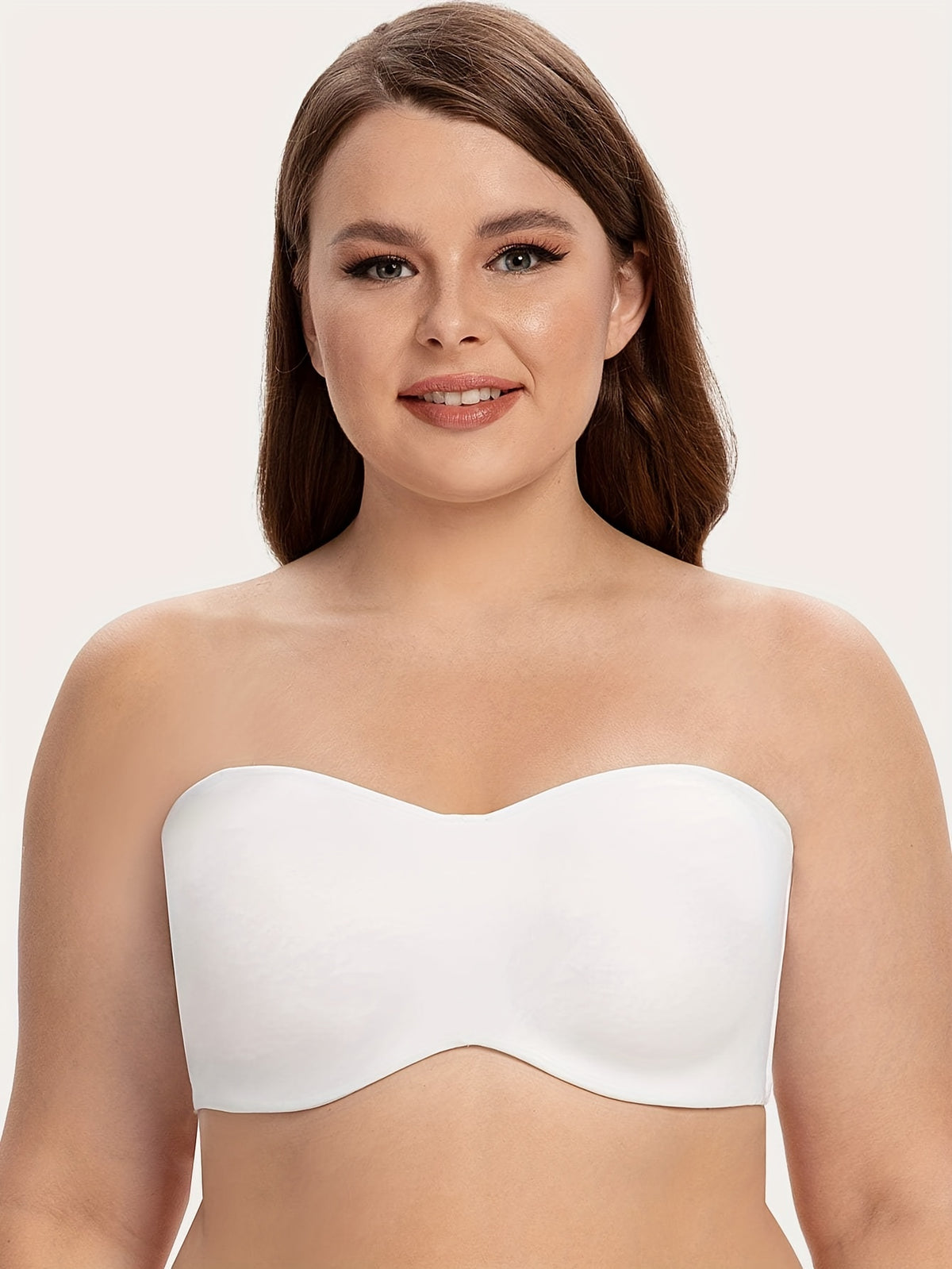 Soutien-gorge bandeau grande taille, couture nude