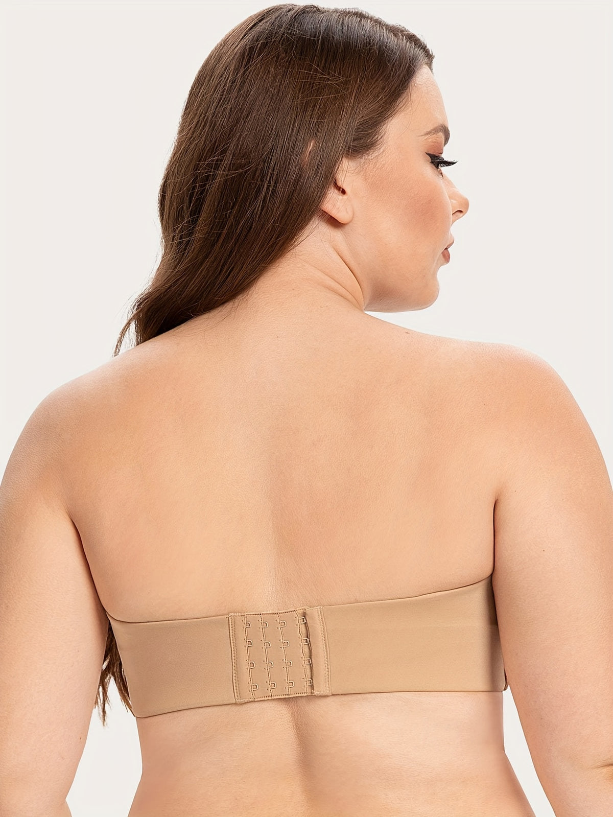 Soutien-gorge bandeau grande taille, couture nude