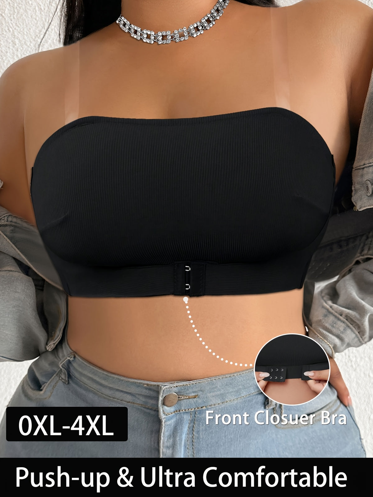 Soutien-gorge sans armature grande taille — Bandeau agrafé devant