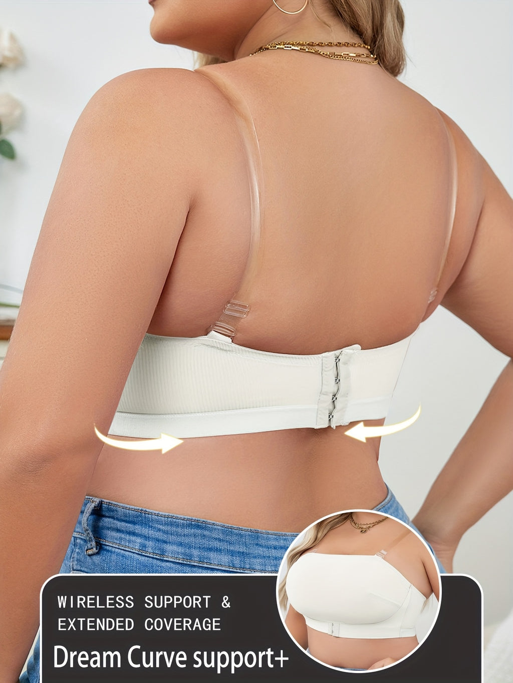 Soutien-gorge sans armature grande taille — Bandeau agrafé devant