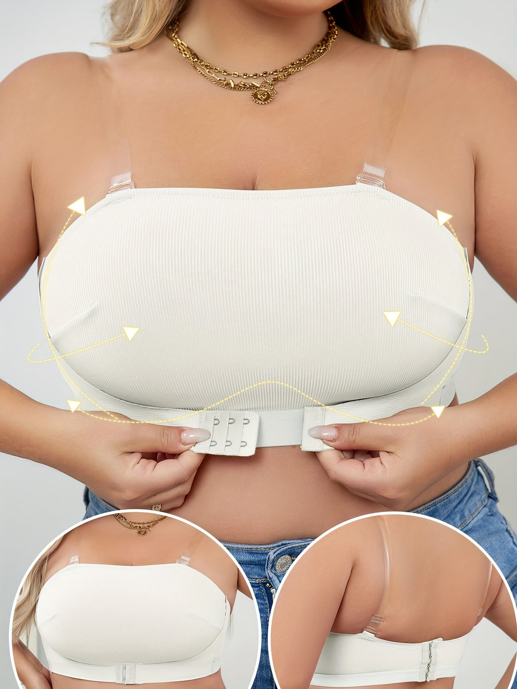 Soutien-gorge sans armature grande taille — Bandeau agrafé devant