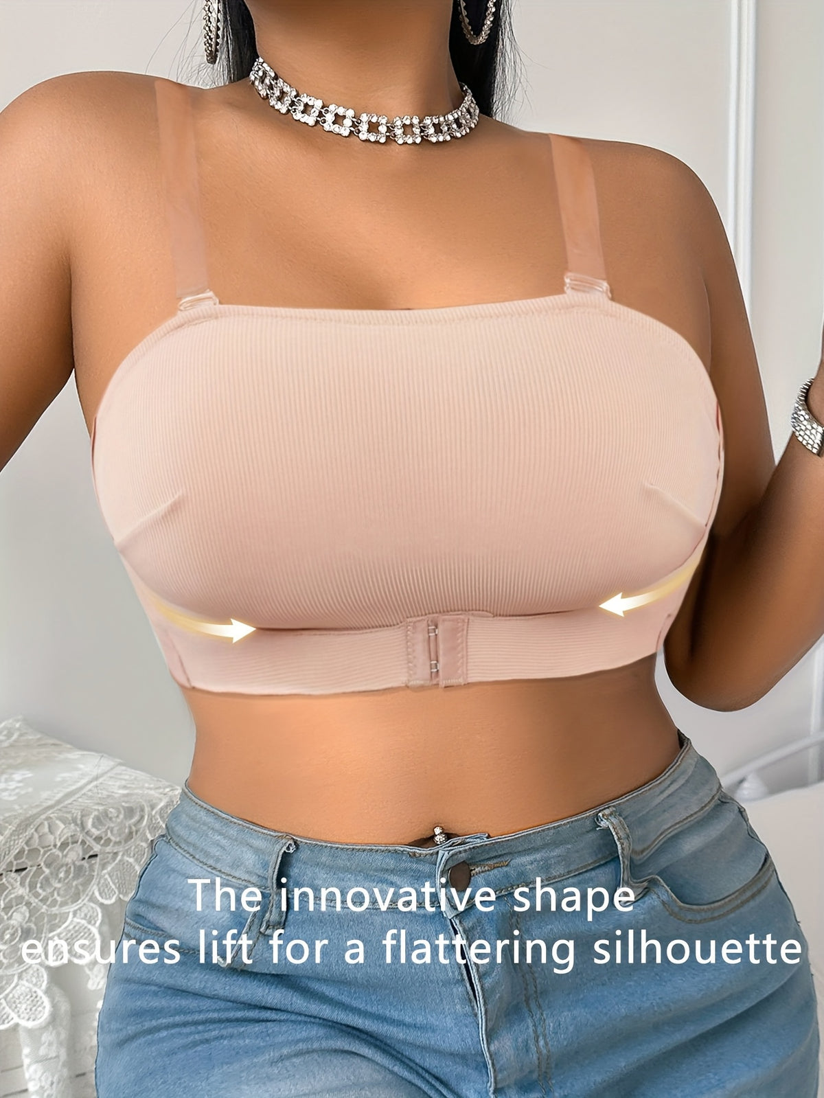 Soutien-gorge sans armature grande taille — Bandeau agrafé devant