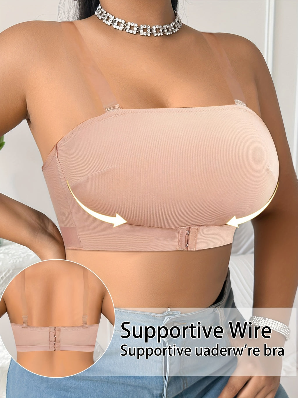 Soutien-gorge sans armature grande taille — Bandeau agrafé devant