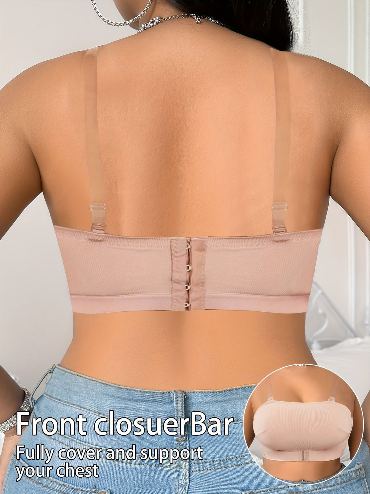 Soutien-gorge sans armature grande taille — Bandeau agrafé devant