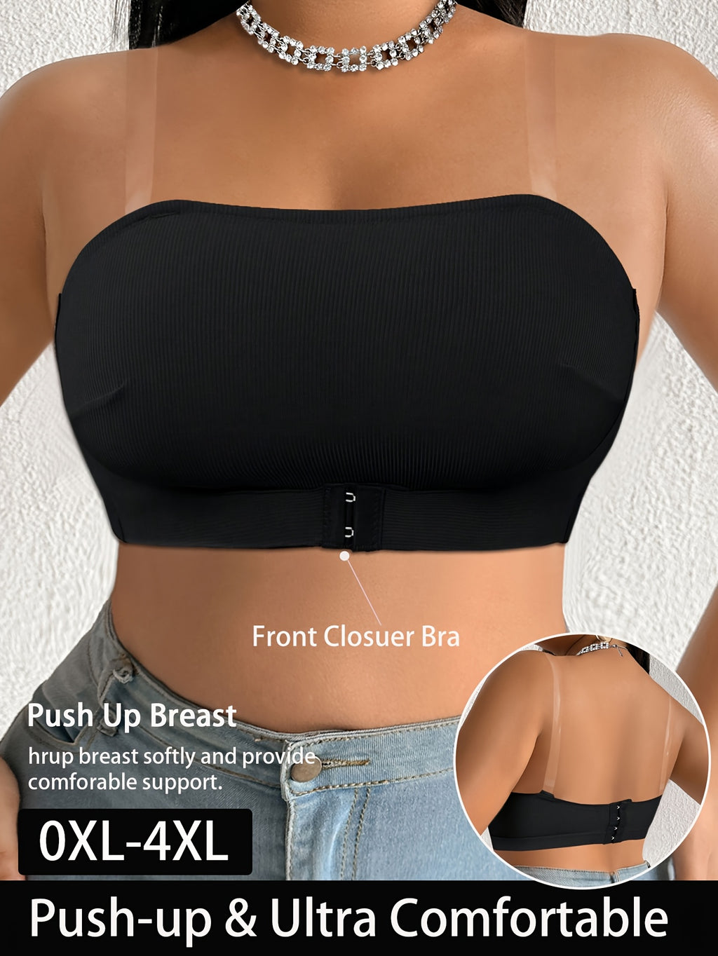 Soutien-gorge sans armature grande taille — Bandeau agrafé devant