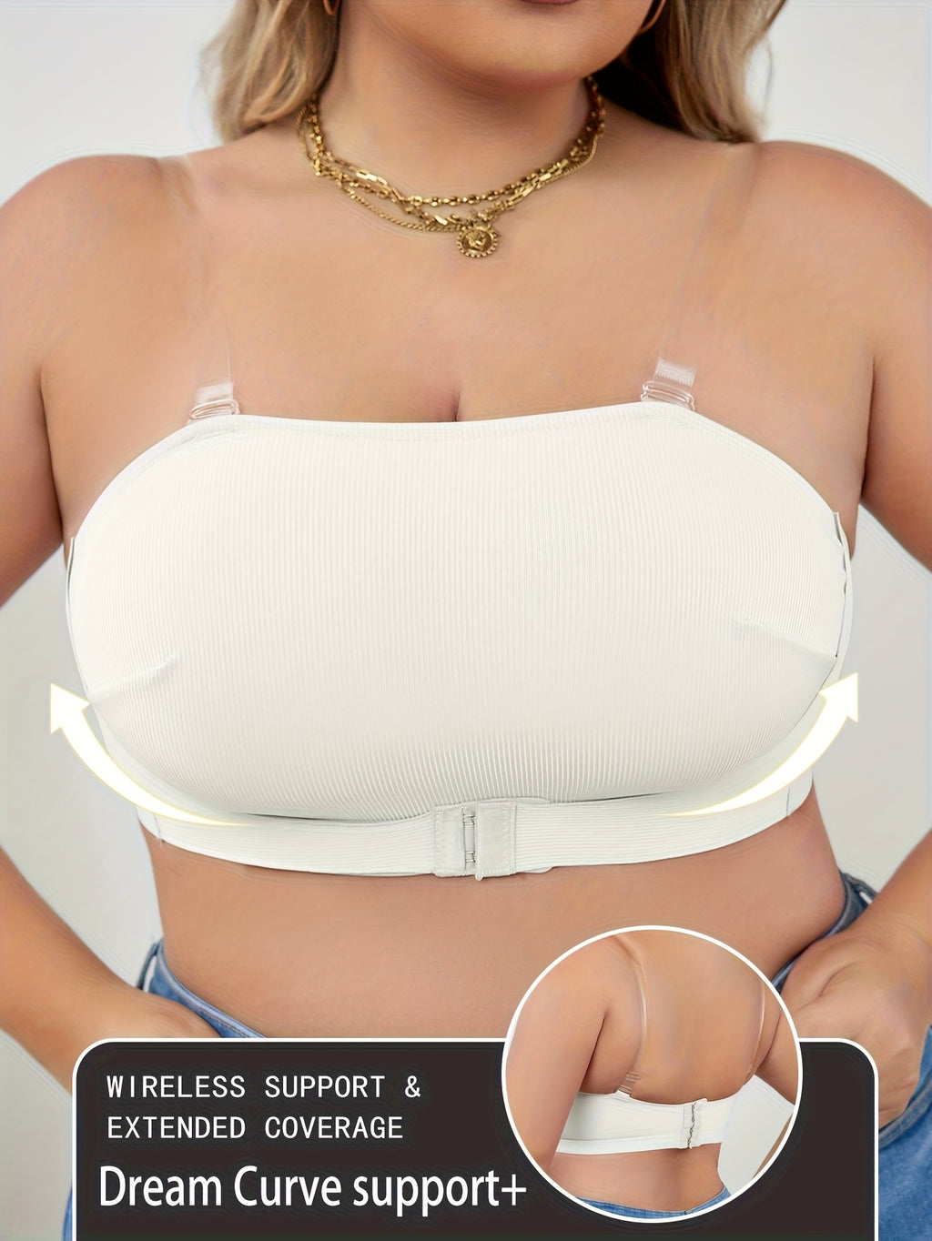 Soutien-gorge sans armature grande taille — Bandeau agrafé devant