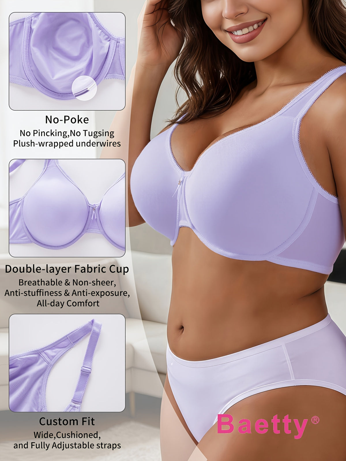 Soutien-gorge grande taille — Bonnet double, dentelle et perle