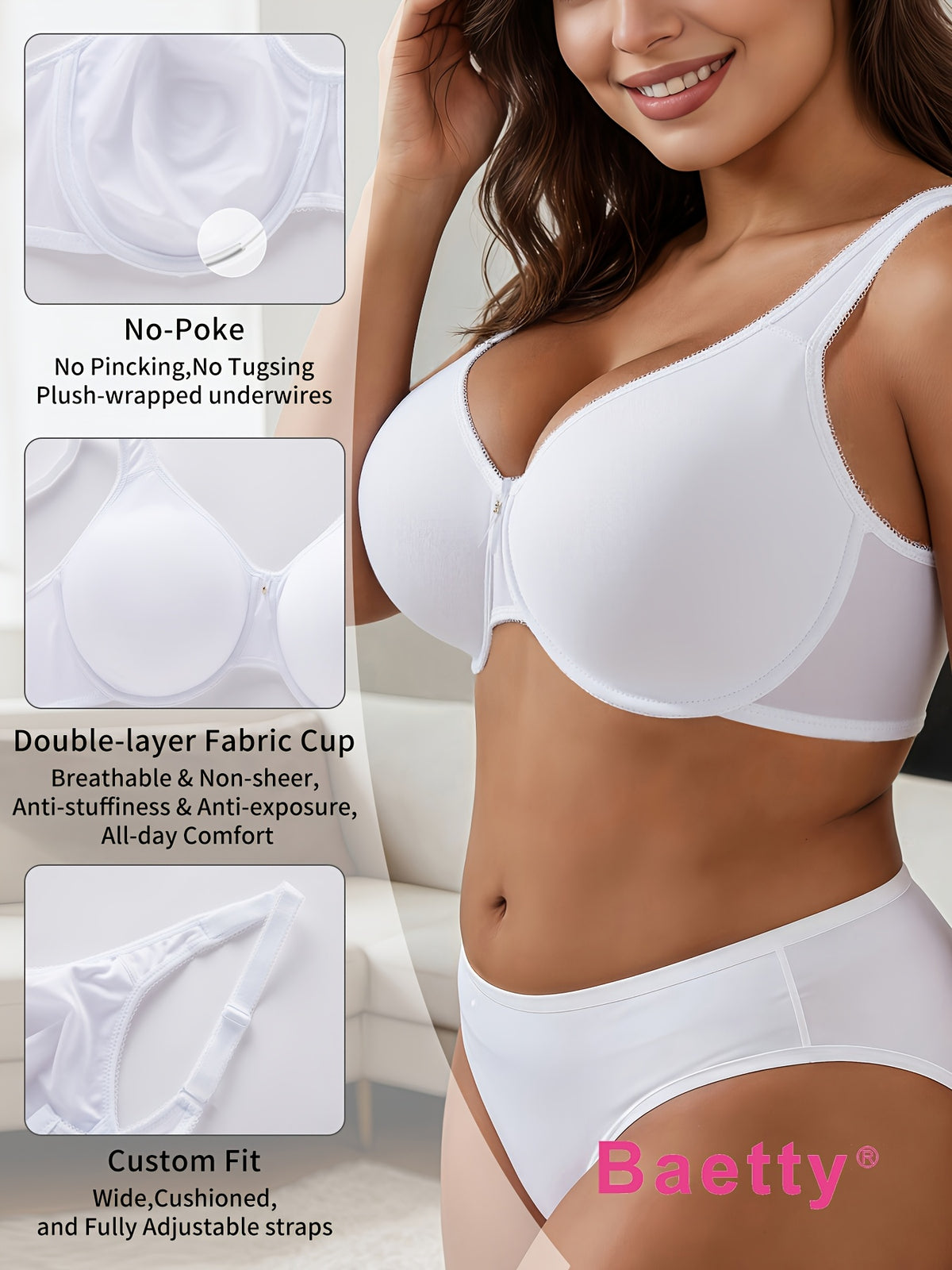 Soutien-gorge grande taille — Bonnet double, dentelle et perle
