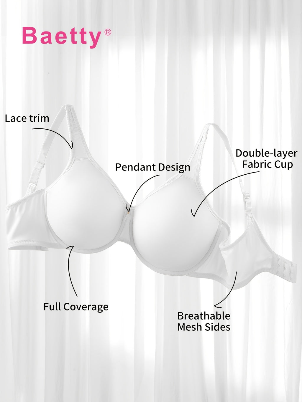 Soutien-gorge grande taille — Bonnet double, dentelle et perle
