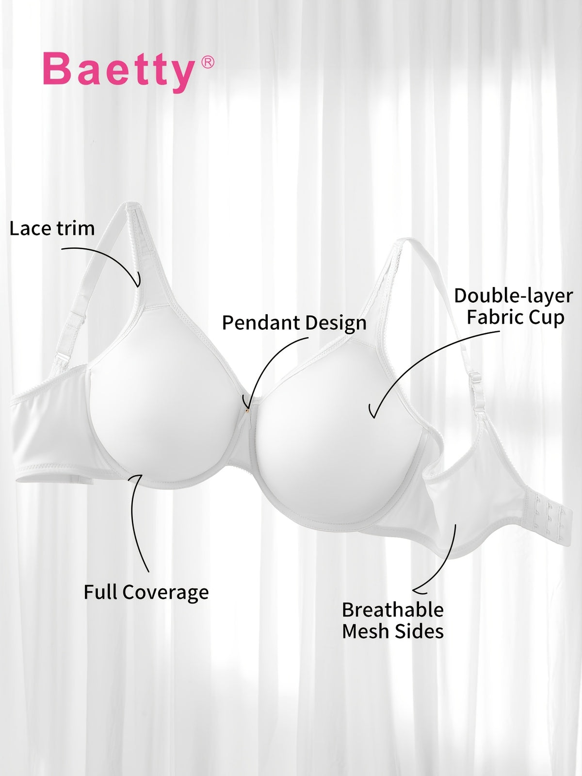 Soutien-gorge grande taille — Bonnet double, dentelle et perle