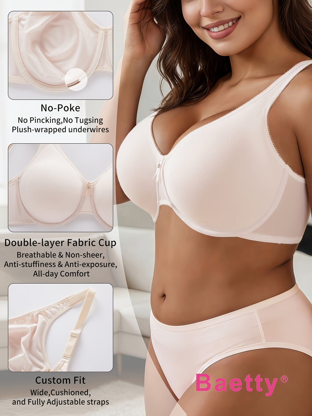 Soutien-gorge grande taille — Bonnet double, dentelle et perle