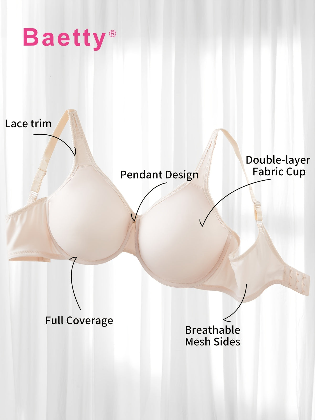 Soutien-gorge grande taille — Bonnet double, dentelle et perle
