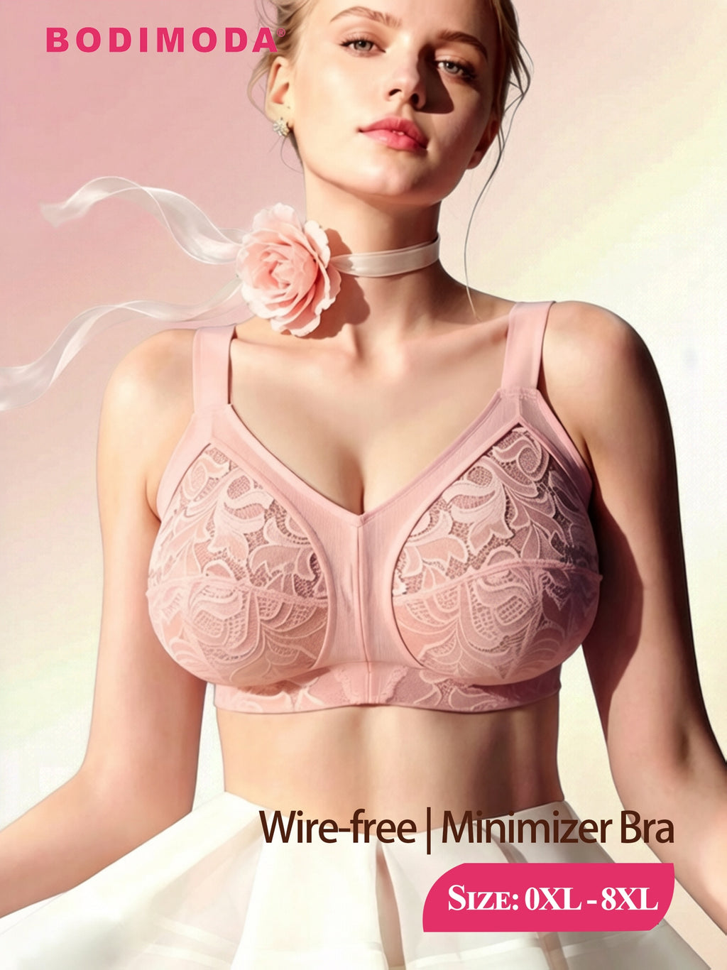 Soutien-gorge grande taille — Tulle brodé, buste couvert