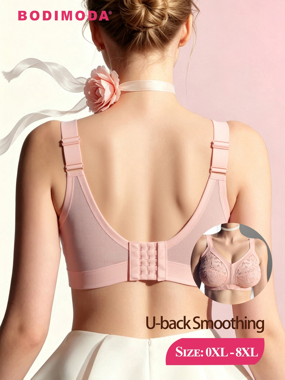 Soutien-gorge grande taille — Tulle brodé, buste couvert