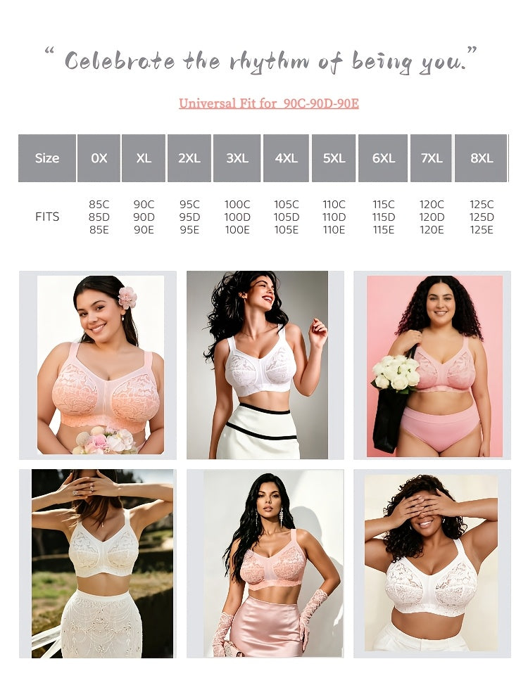 Soutien-gorge grande taille — Tulle brodé, buste couvert