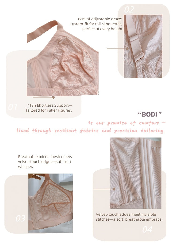 Soutien-gorge grande taille — Tulle brodé, buste couvert