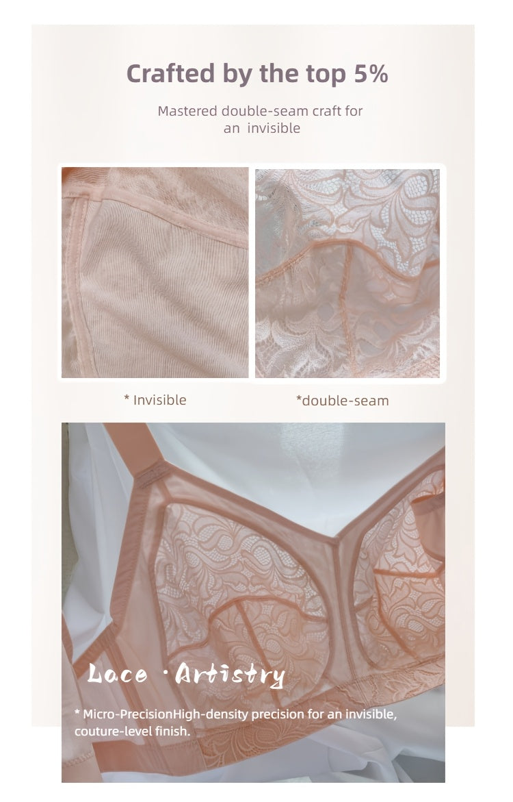 Soutien-gorge grande taille — Tulle brodé, buste couvert