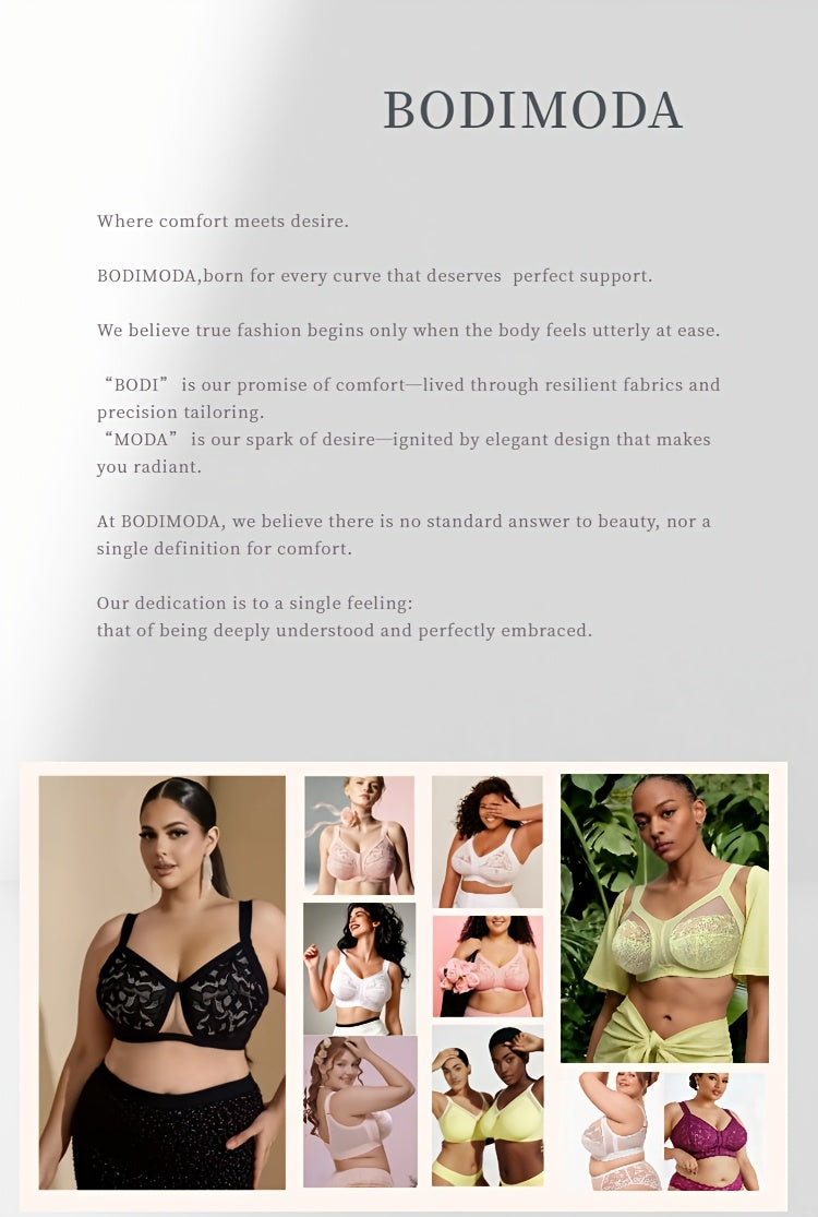 Soutien-gorge grande taille — Tulle brodé, buste couvert