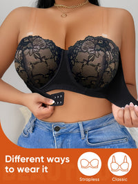 Bustier convertible grande taille — Dentelle blanche ou noire