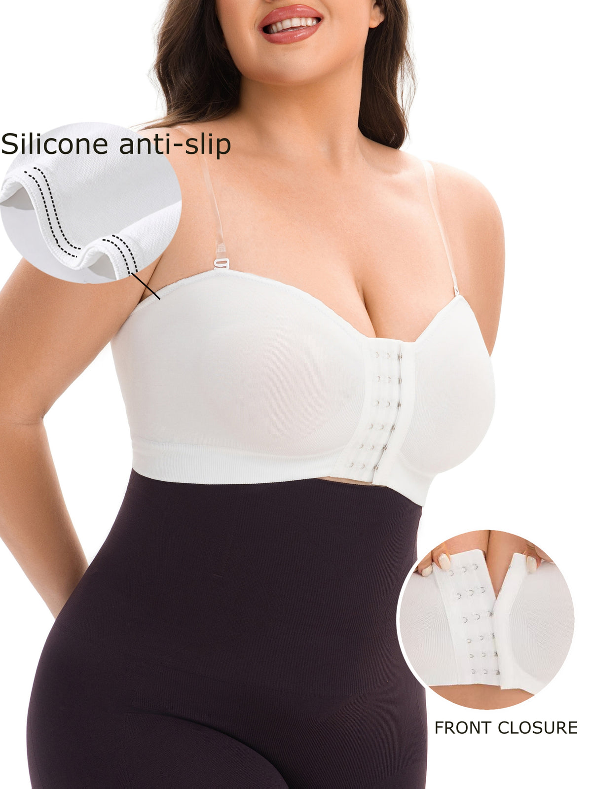 Soutien-gorge bustier grande taille — Lot de 3, agrafes devant
