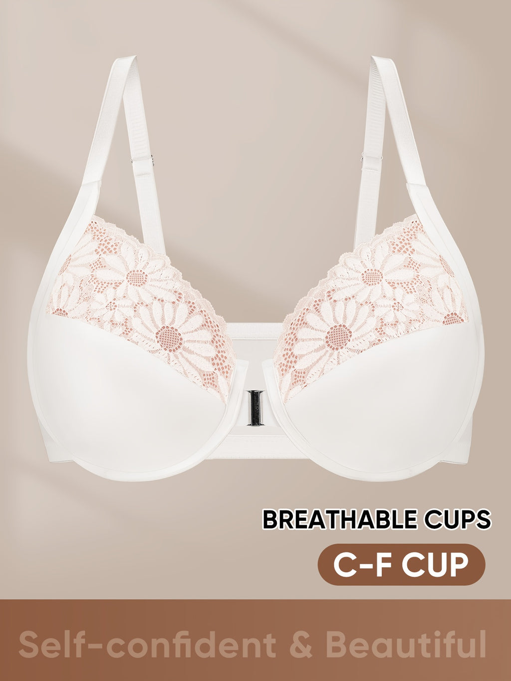 Soutien-gorge grande taille à clip — Dentelle marguerite ajourée