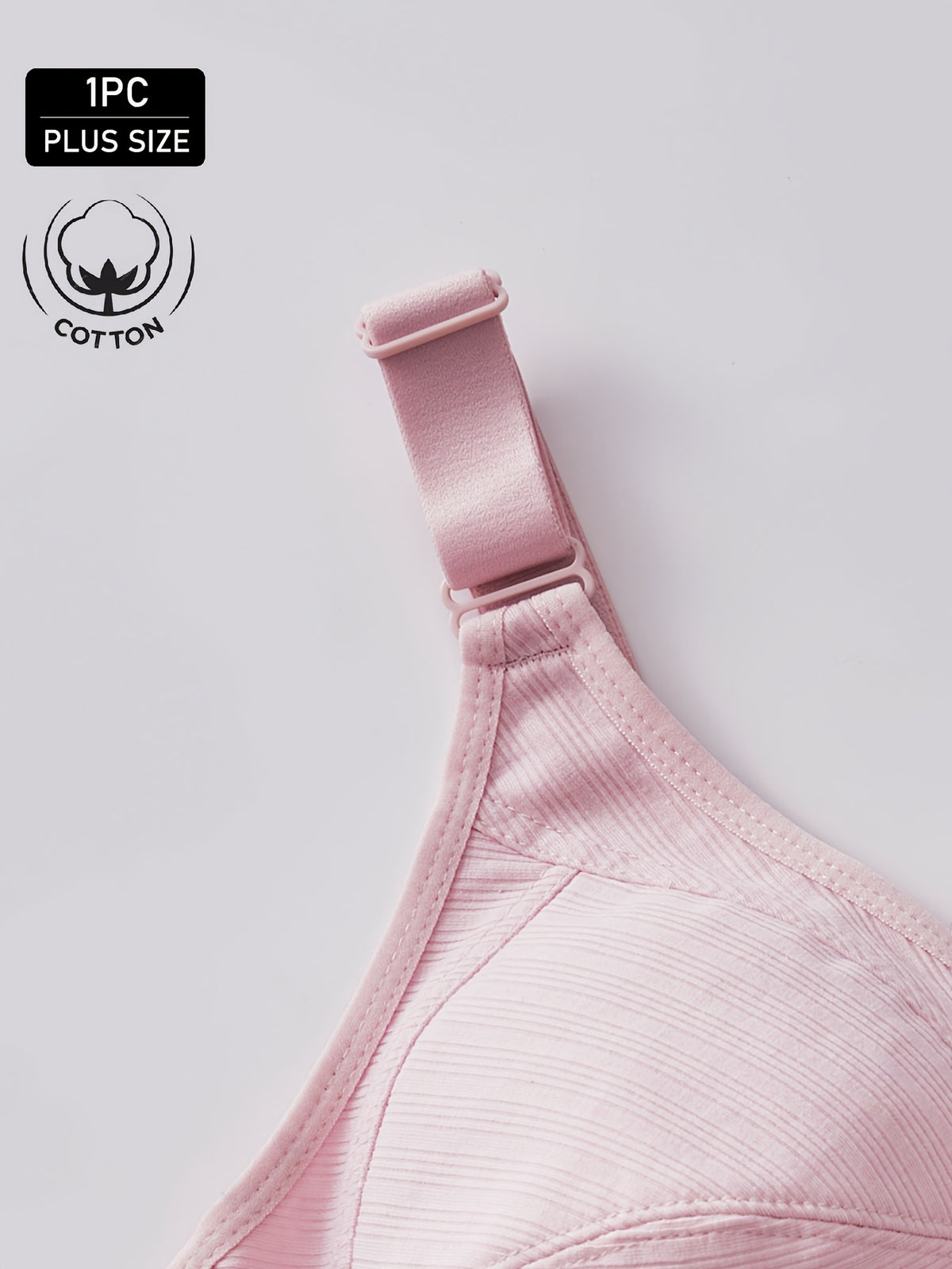 Soutien-gorge grande taille — Coton nervuré, nu, bleu, rose