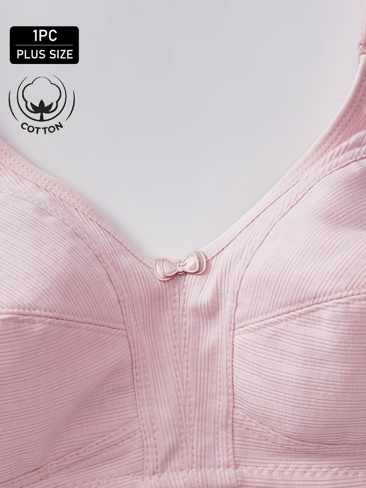Soutien-gorge grande taille — Coton nervuré, nu, bleu, rose