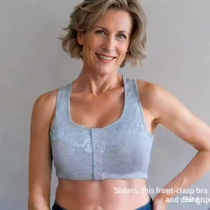 Soutien-gorge grande taille — Coton gris, boutons pression
