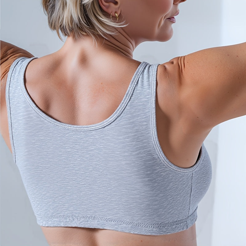 Soutien-gorge grande taille — Coton gris, boutons pression