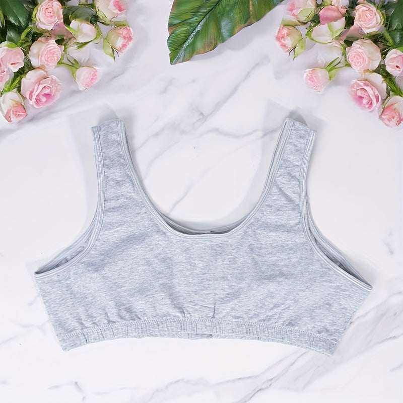 Soutien-gorge grande taille — Coton gris, boutons pression