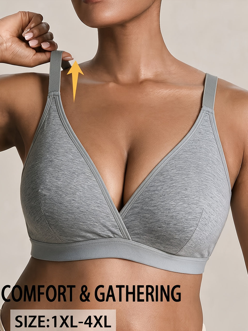 Soutien-gorge grande taille, coton, décolleté croisé