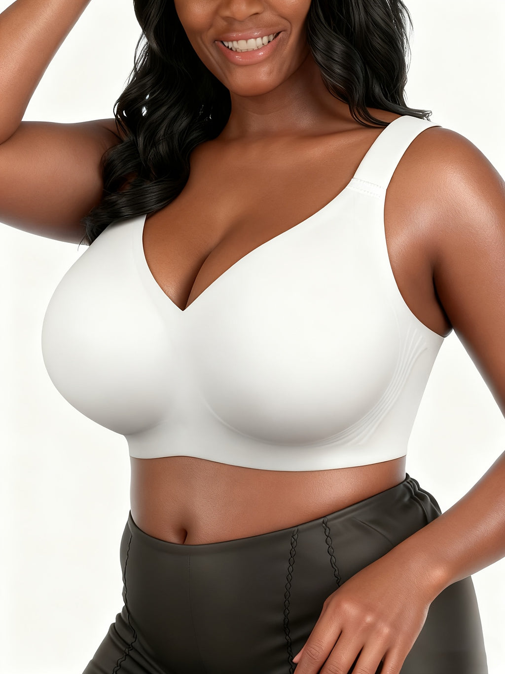 Soutien-gorge de nuit grande taille — Blanc, coques amovibles