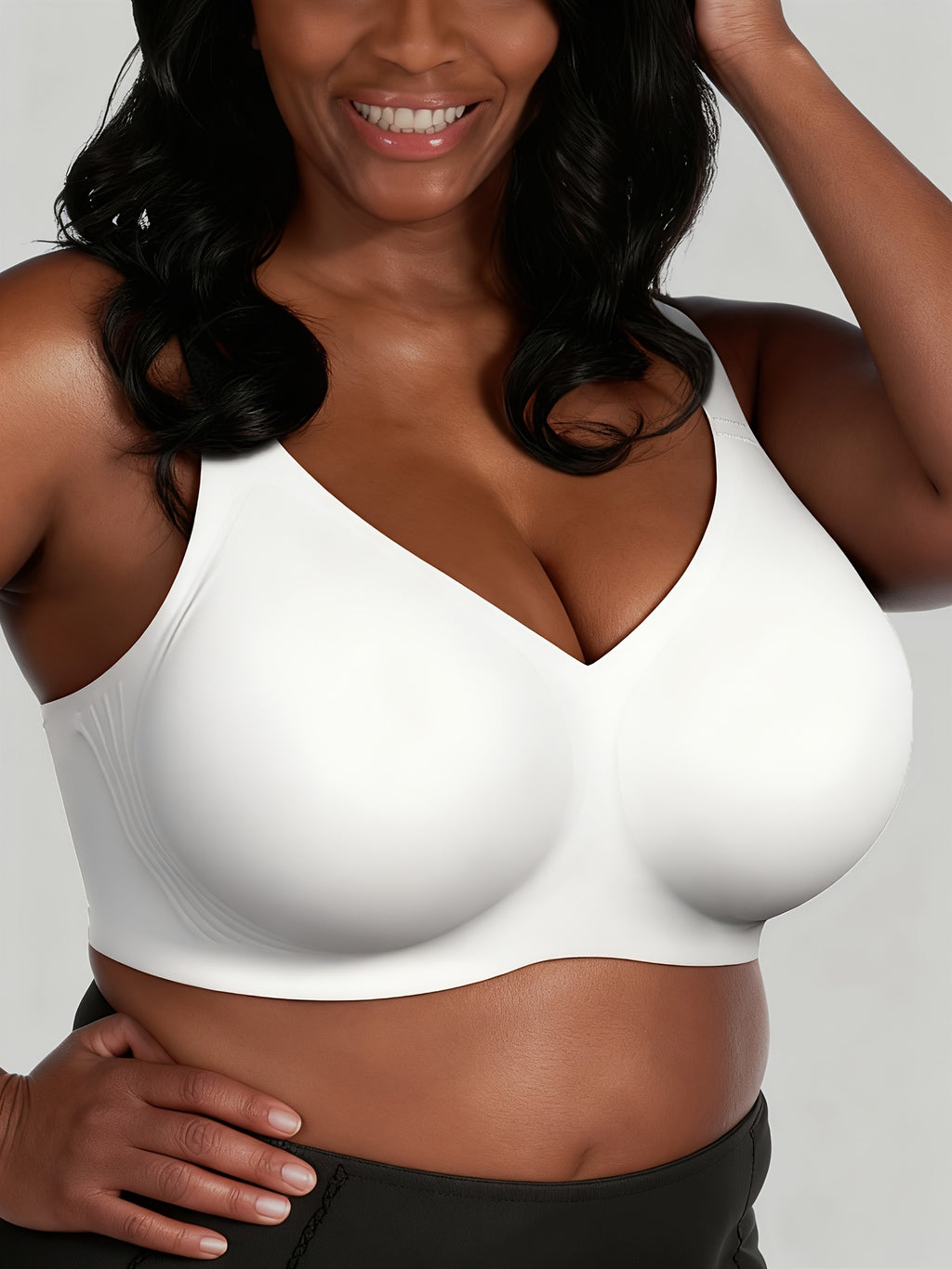 Soutien-gorge de nuit grande taille — Blanc, coques amovibles