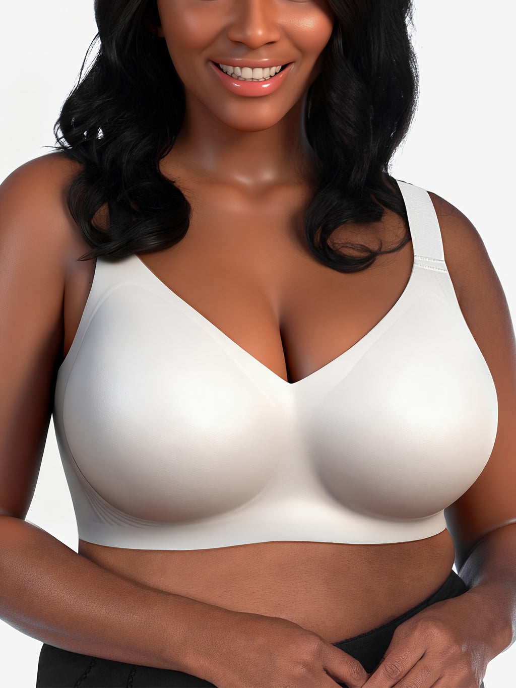 Soutien-gorge de nuit grande taille — Blanc, coques amovibles