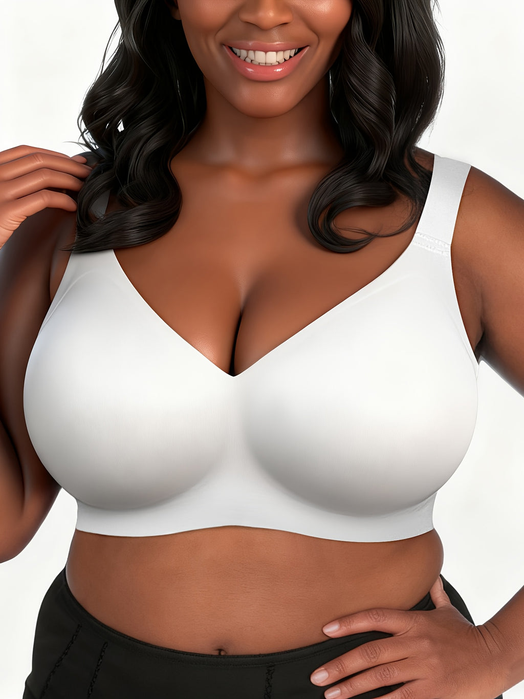 Soutien-gorge de nuit grande taille — Blanc, coques amovibles