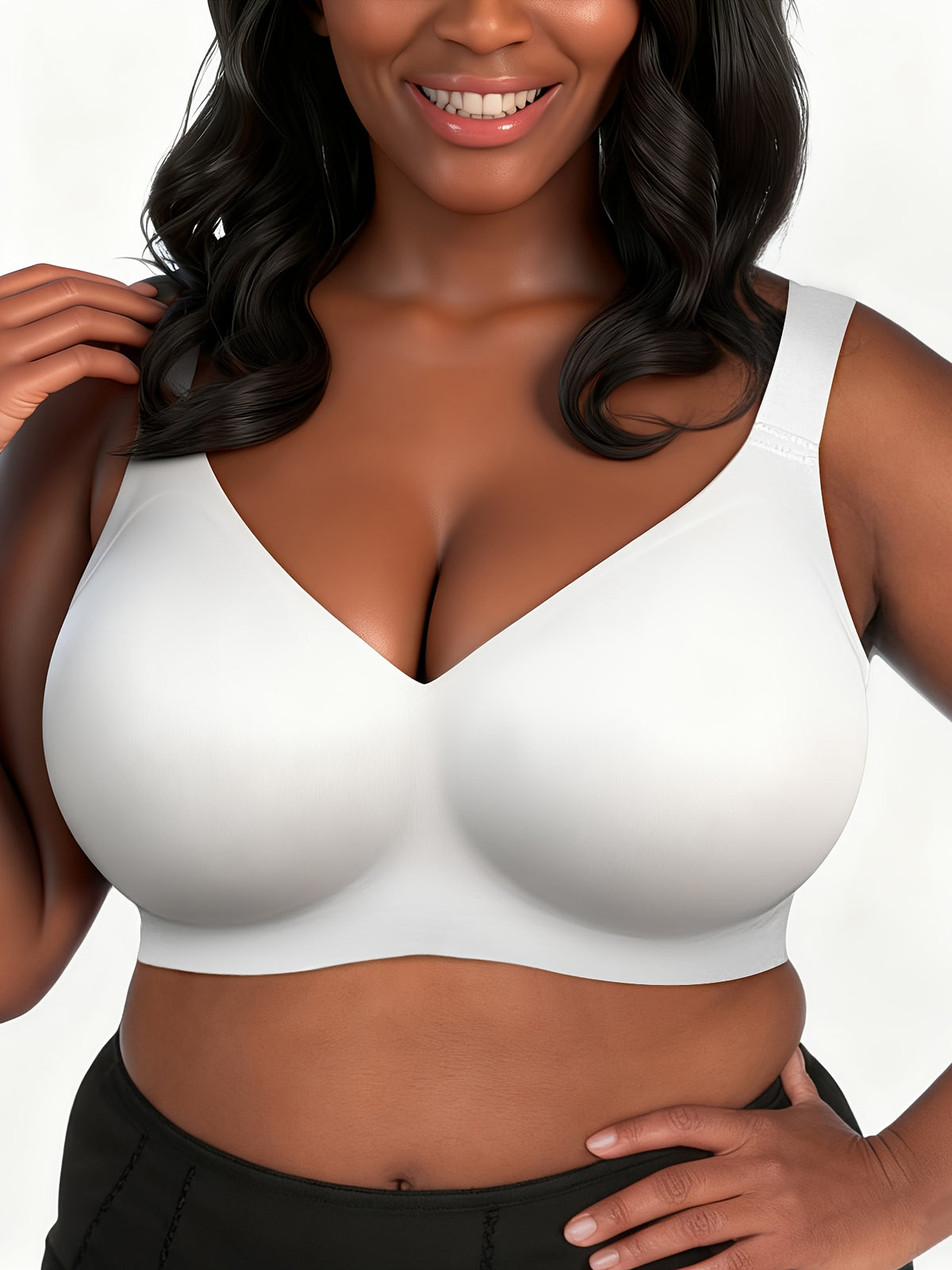 Soutien-gorge de nuit grande taille — Blanc, coques amovibles