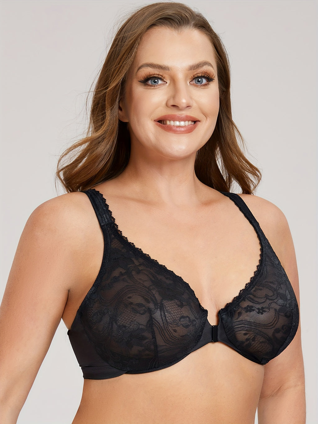 Soutien-gorge grande taille — Dentelle florale non doublée