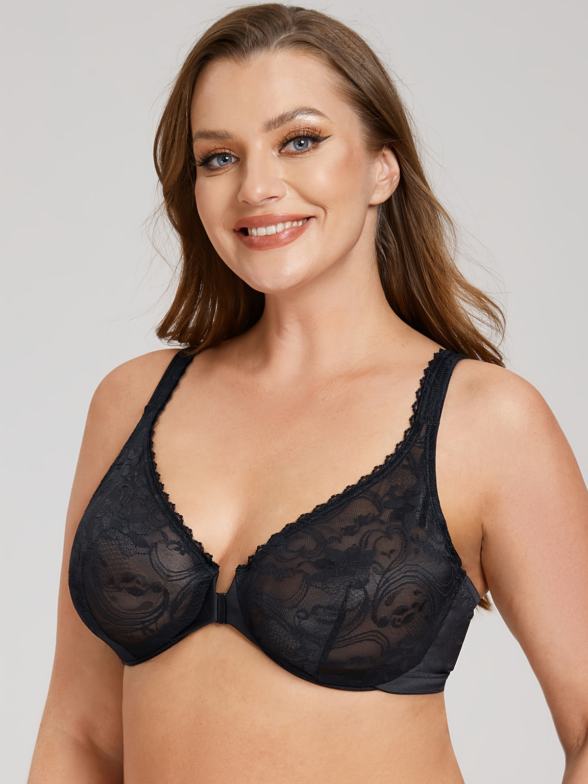 Soutien-gorge grande taille — Dentelle florale non doublée