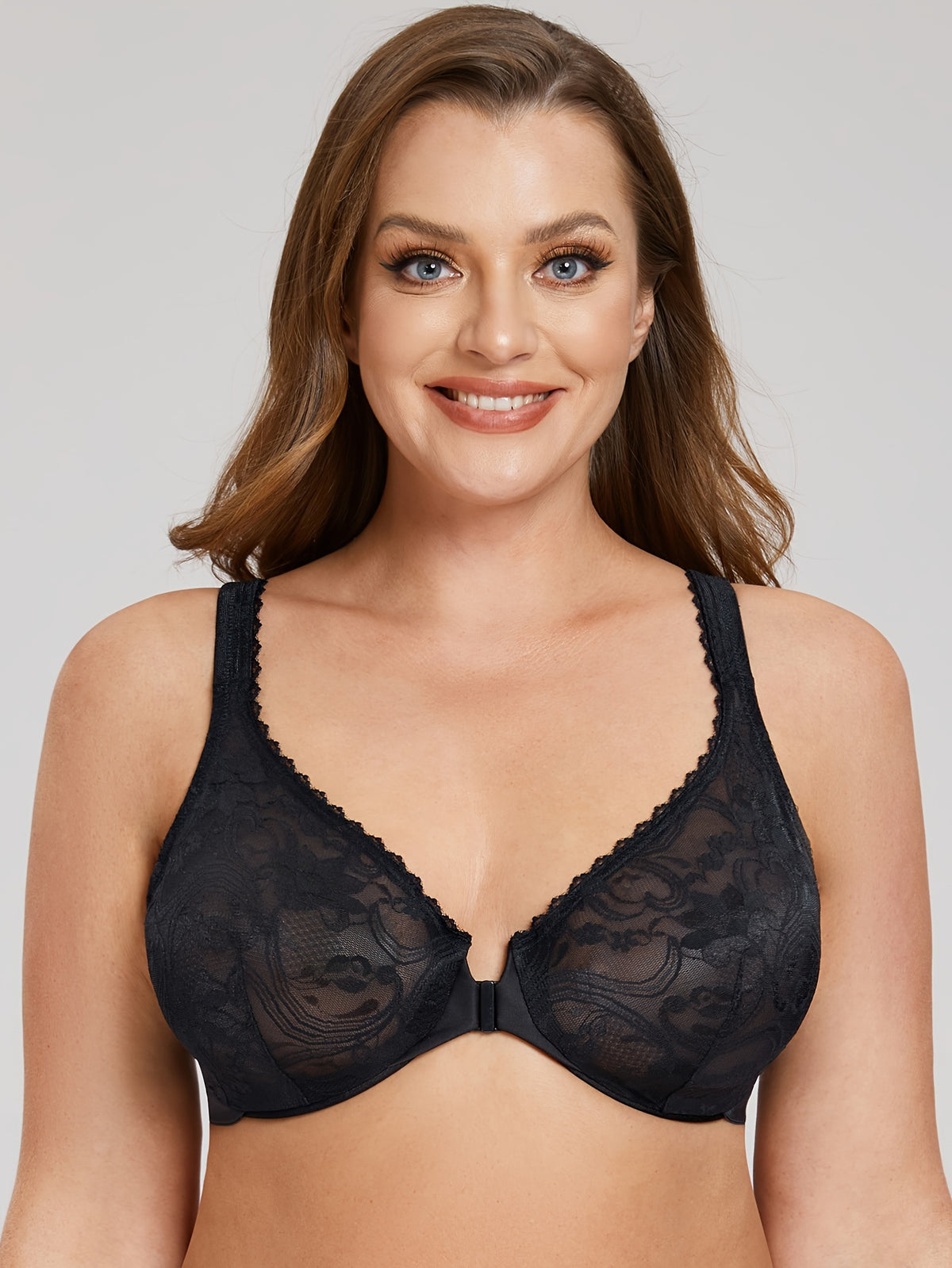 Soutien-gorge grande taille — Dentelle florale non doublée