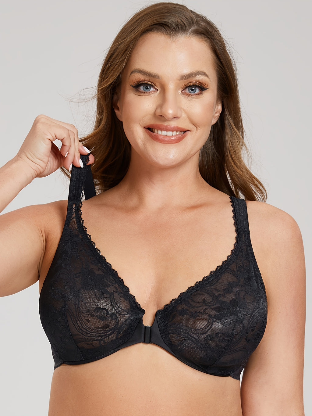Soutien-gorge grande taille — Dentelle florale non doublée