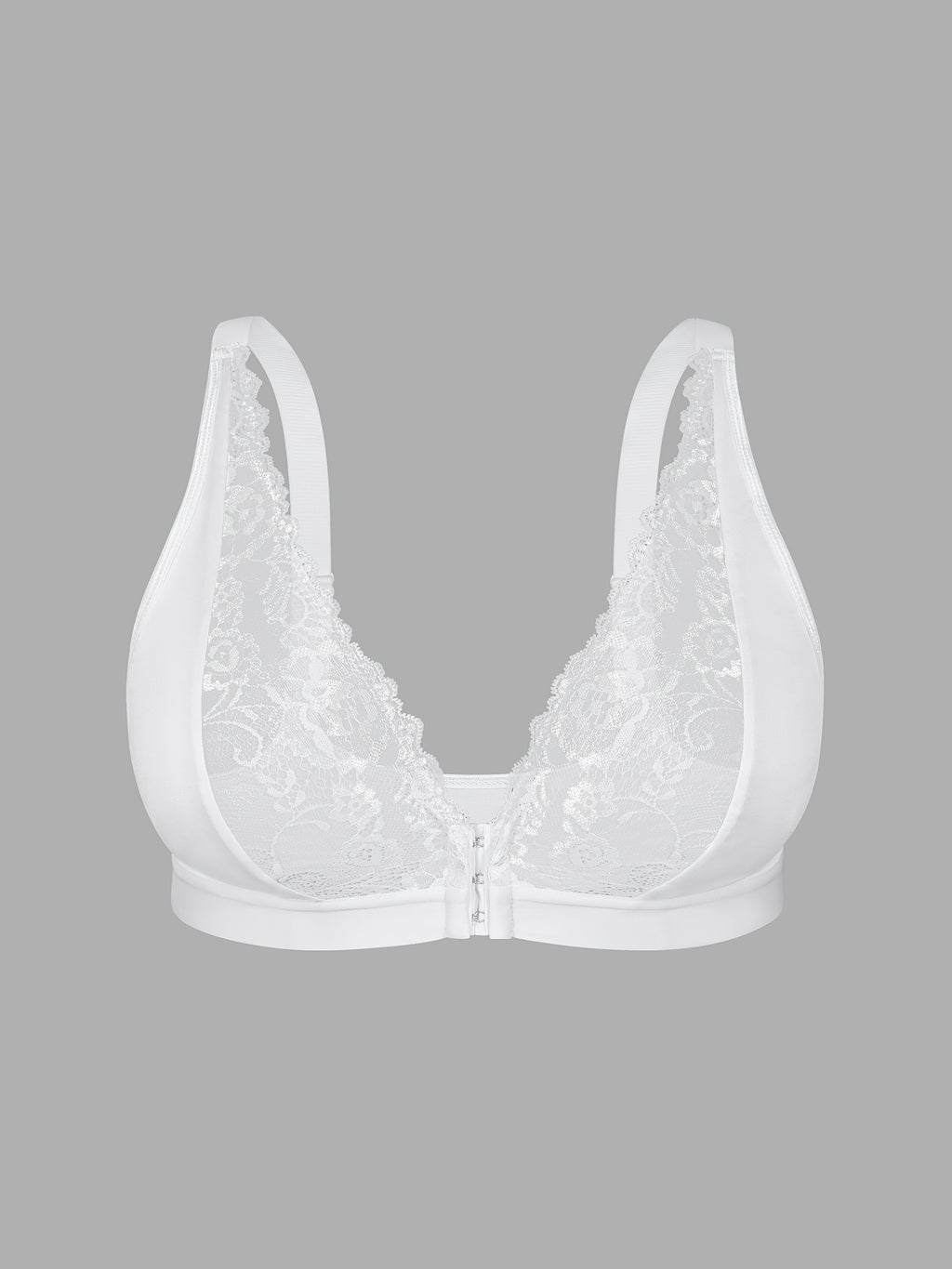 Soutien-gorge grande taille — Dentelle rosée, agrafes frontales