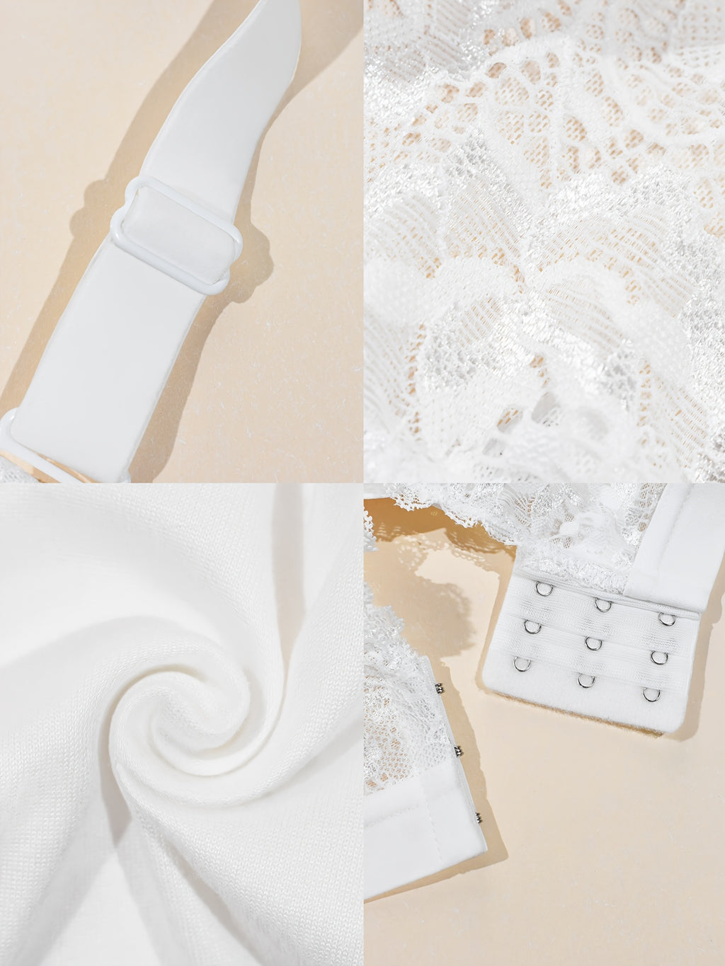 Soutien-gorge grande taille — Dentelle rosée, agrafes frontales