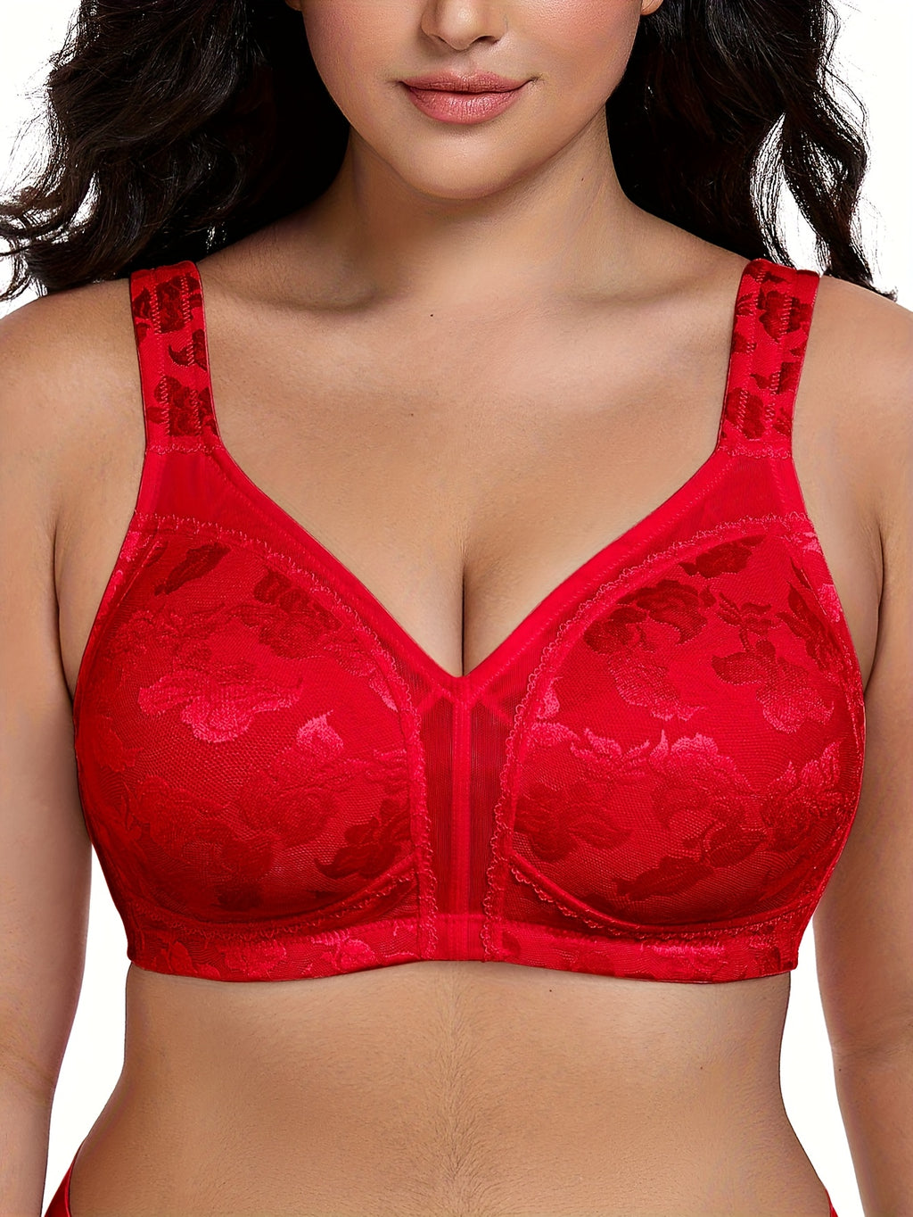 Soutien-gorge grande taille — Roses ajourées, quatre teintes