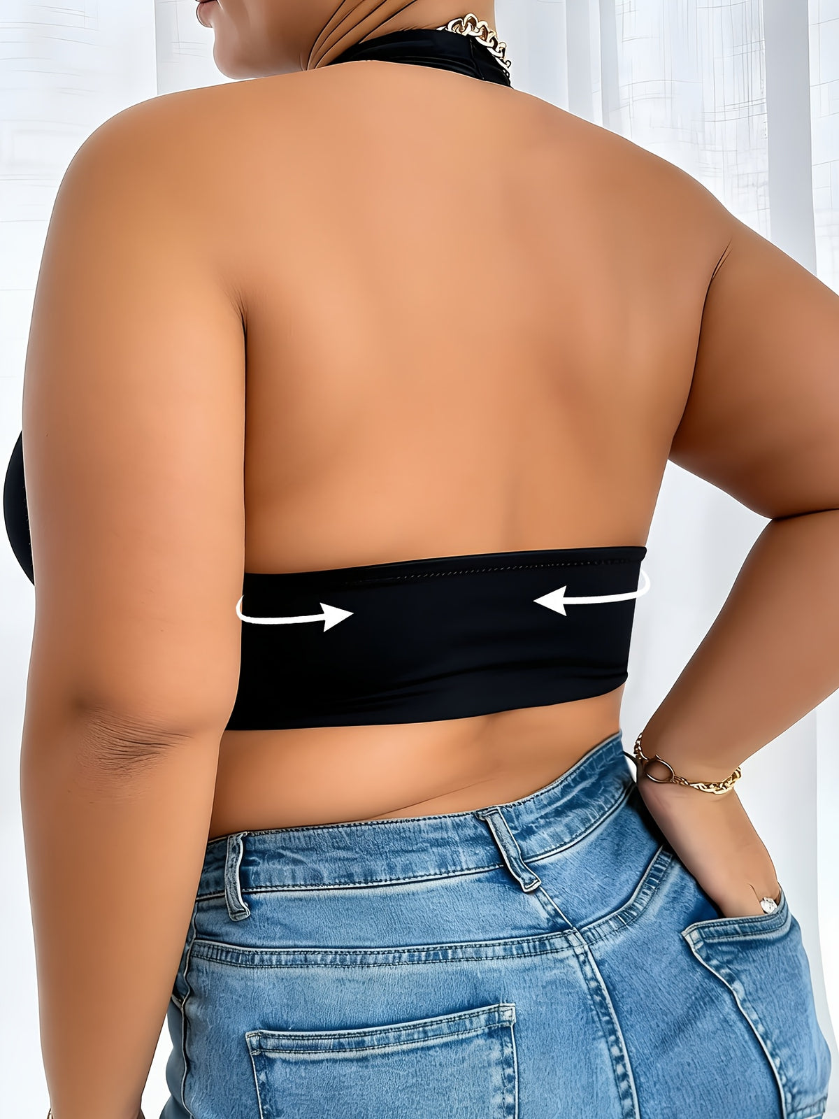 Soutien-gorge dos nu grande taille, drapé, agrafes devant