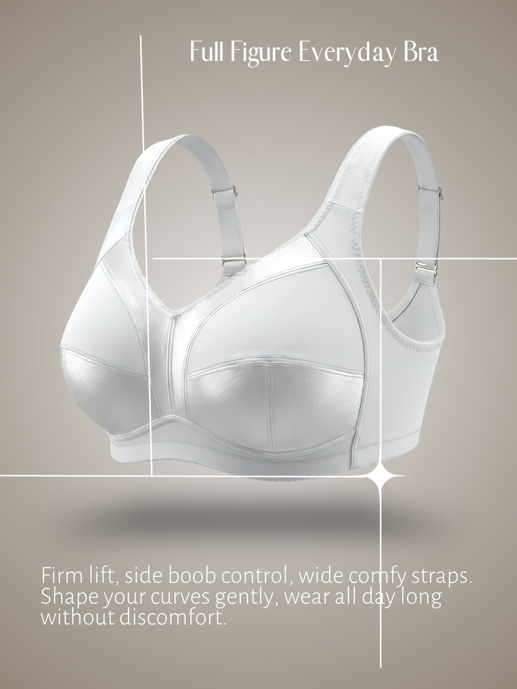 Soutien-gorge grande taille — Bonnet satiné, côtés hauts