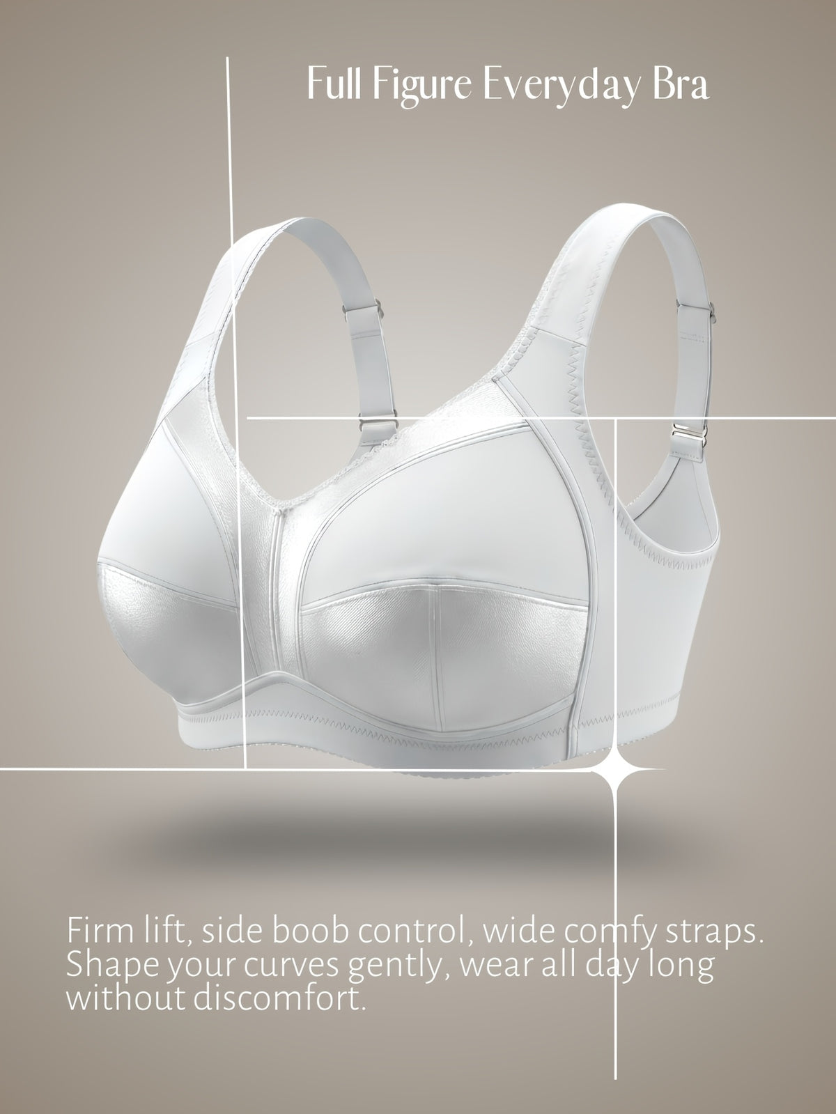 Soutien-gorge grande taille — Bonnet satiné, côtés hauts