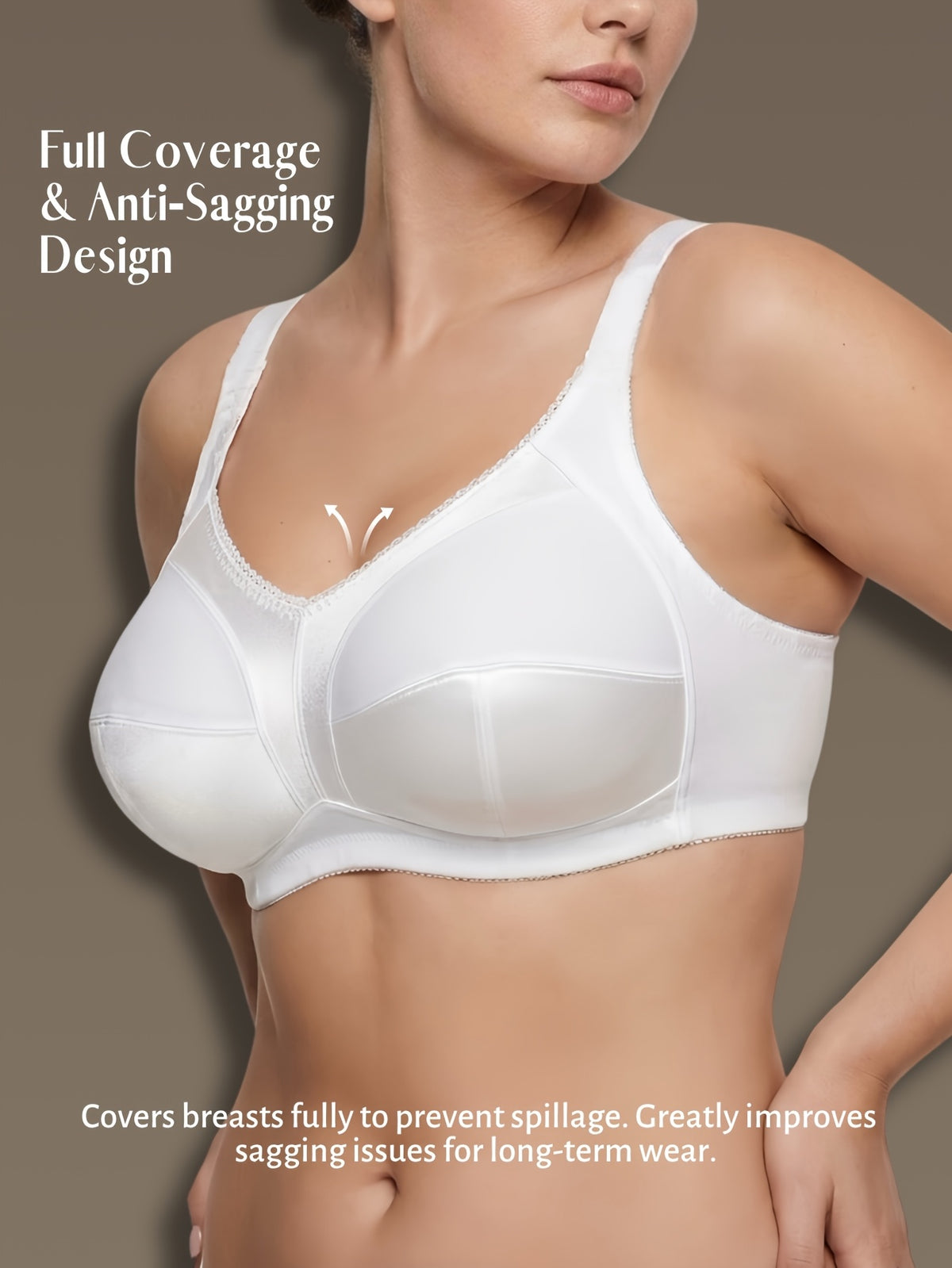 Soutien-gorge grande taille — Bonnet satiné, côtés hauts